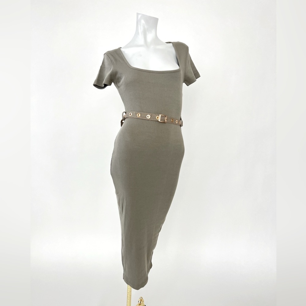 Missguided rib knit belted midi dress
